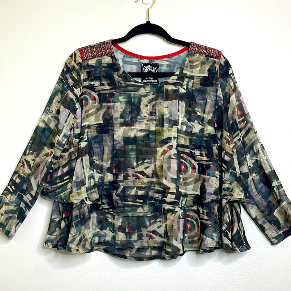 Cap Juluca Aldo Martins Multi Colored Print Layered Swing Top Size 6